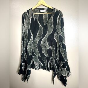 Vintage Dress U printed blouse crinkle poet sleeves size Xl Victorian goth